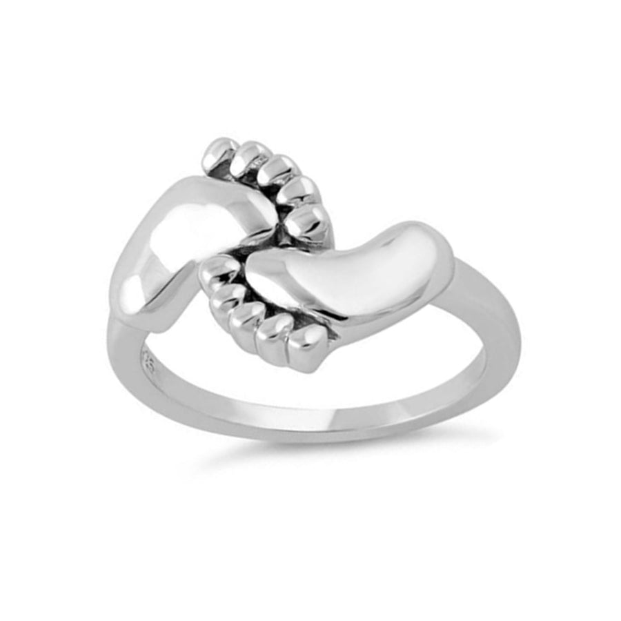 Baby Feet Adorable Newborn Ring - Sterling Silver