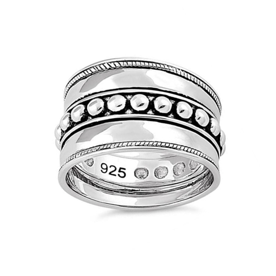Oxidized Beaded Band Ring-Sterling Silver
