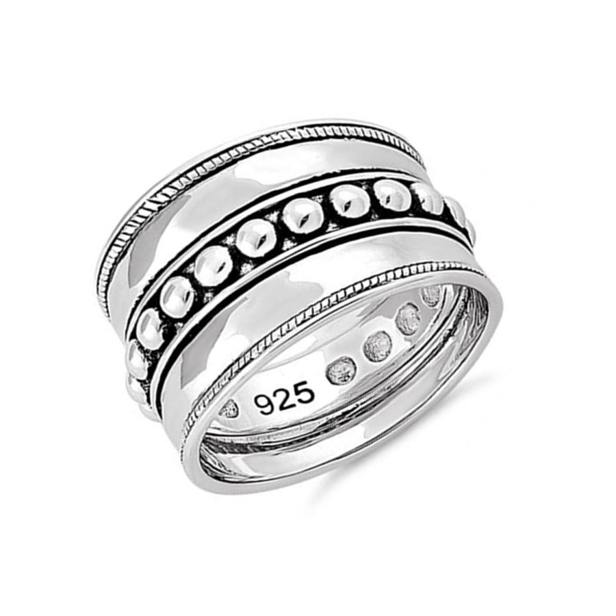 Oxidized Beaded Band Ring-Sterling Silver