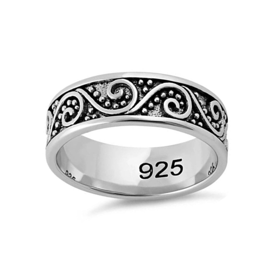 Oxidized Swirl Pattern Band Ring-Sterling Silver