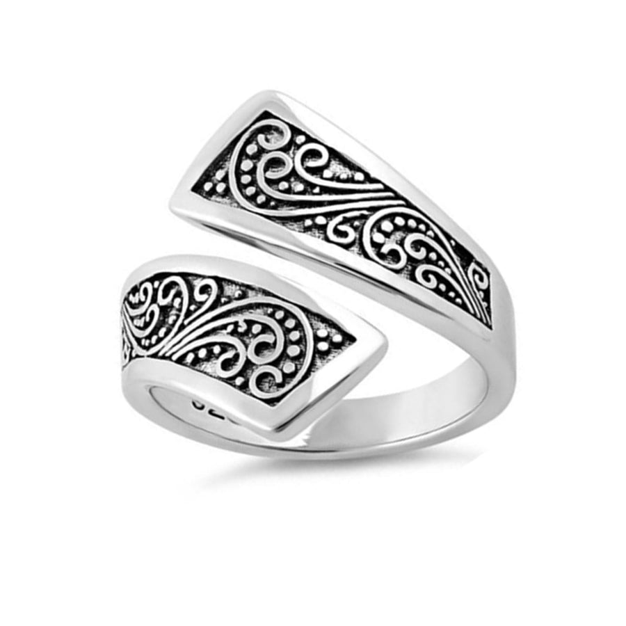 Vintage Swirl Pattern Open Band Ring -Sterling Silver