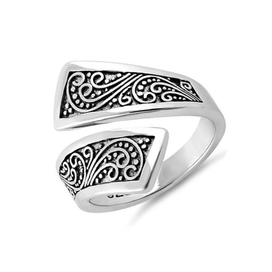 Vintage Swirl Pattern Open Band Ring -Sterling Silver