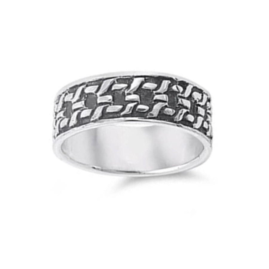 Textured Pattern Band Ring – Sterling Silver