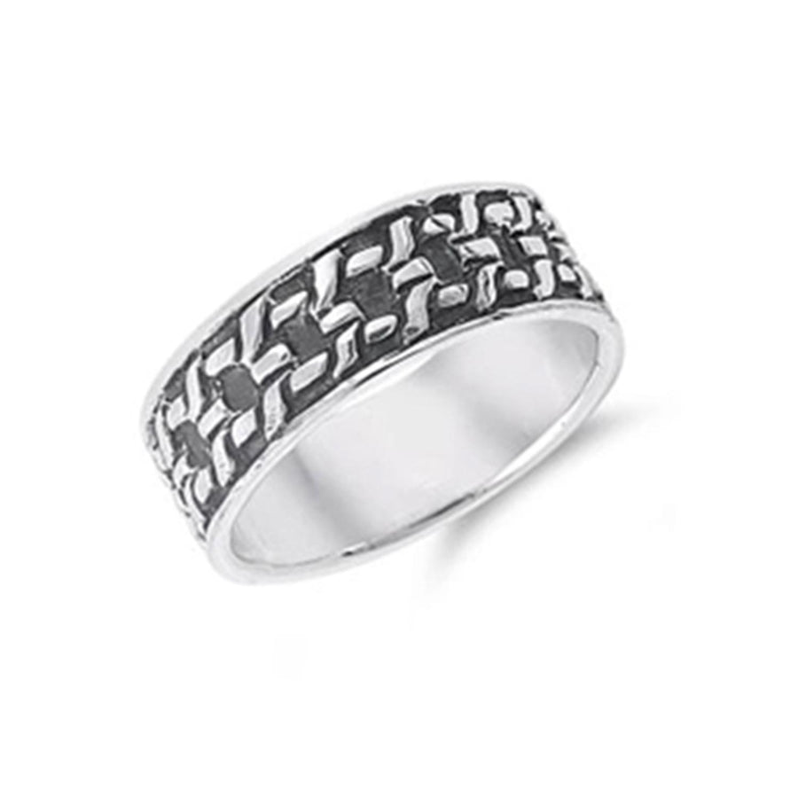 Textured Pattern Band Ring – Sterling Silver