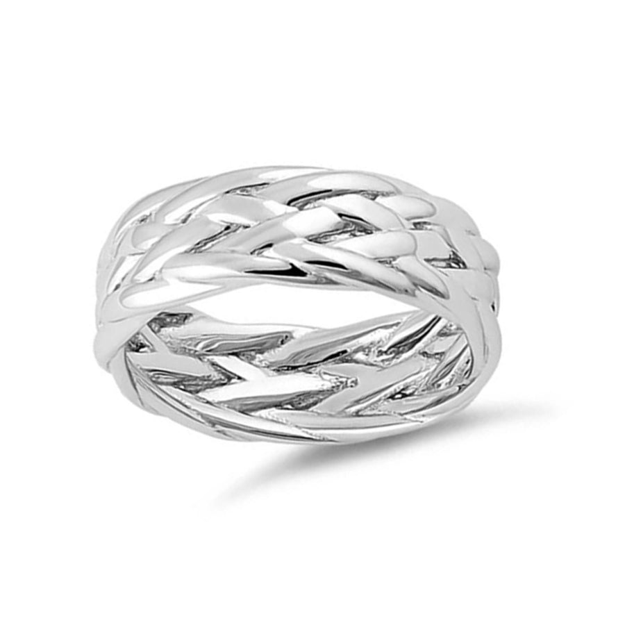 Wide Woven Band Ring – Sterling Silver