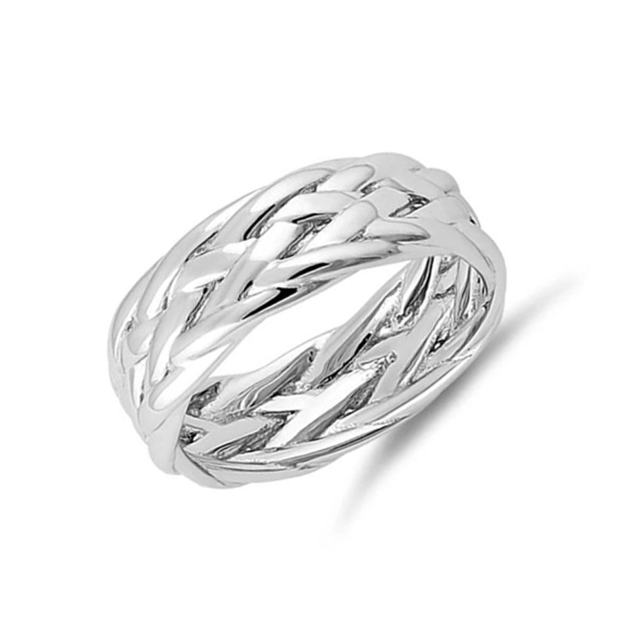 Wide Woven Band Ring – Sterling Silver