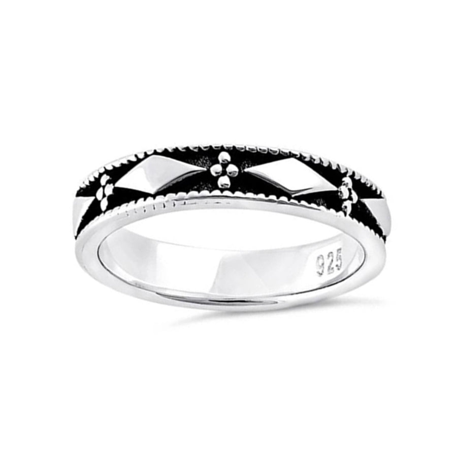 Diamond Cut Oxidized Band Ring – Sterling Silver