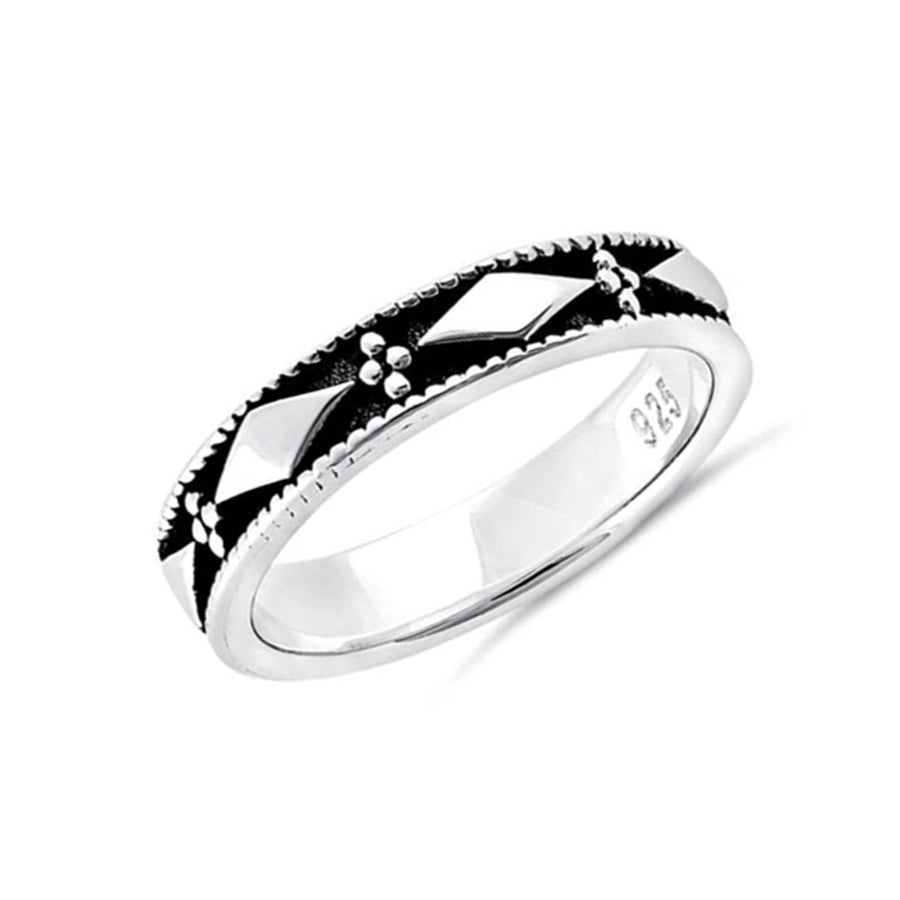 Diamond Cut Oxidized Band Ring – Sterling Silver