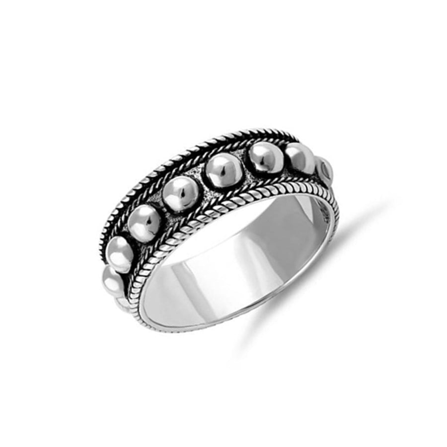 Dotted Oxidized Band Ring – Sterling Silver