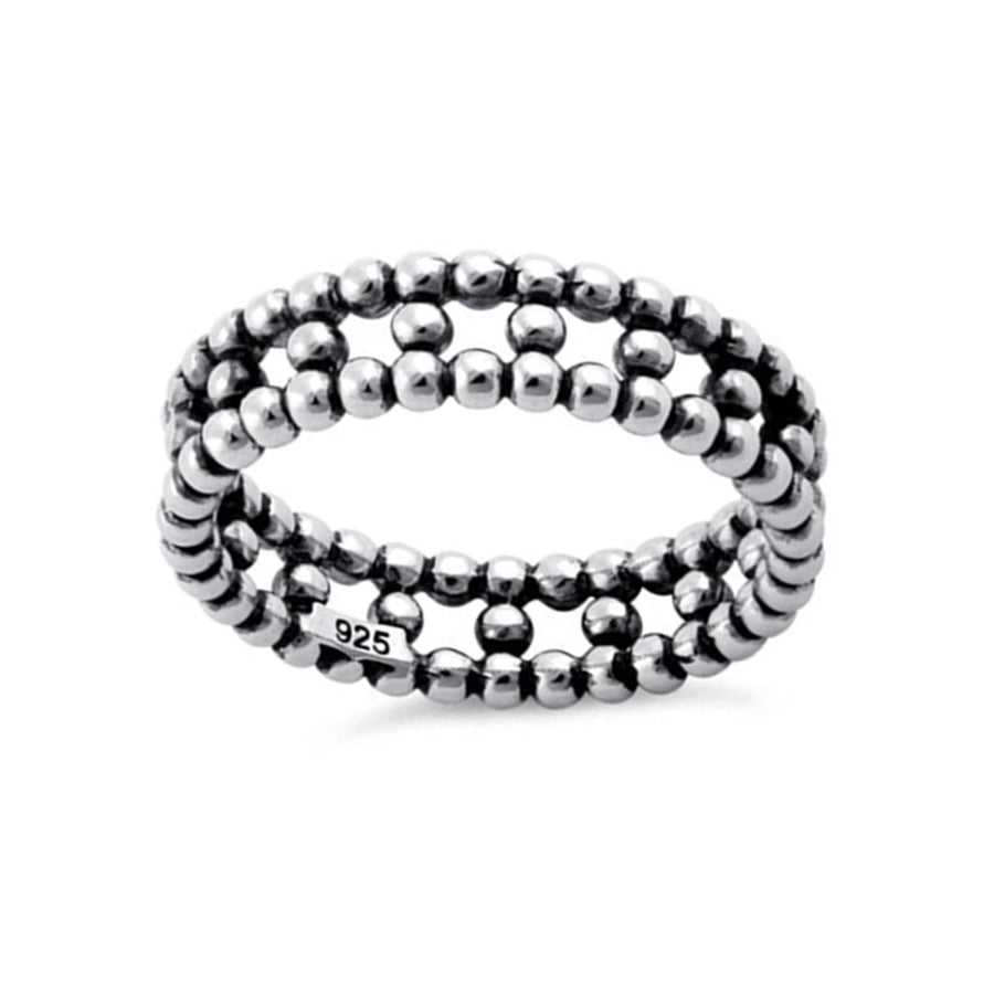 Triple Row Beaded Band Ring – Sterling Silver