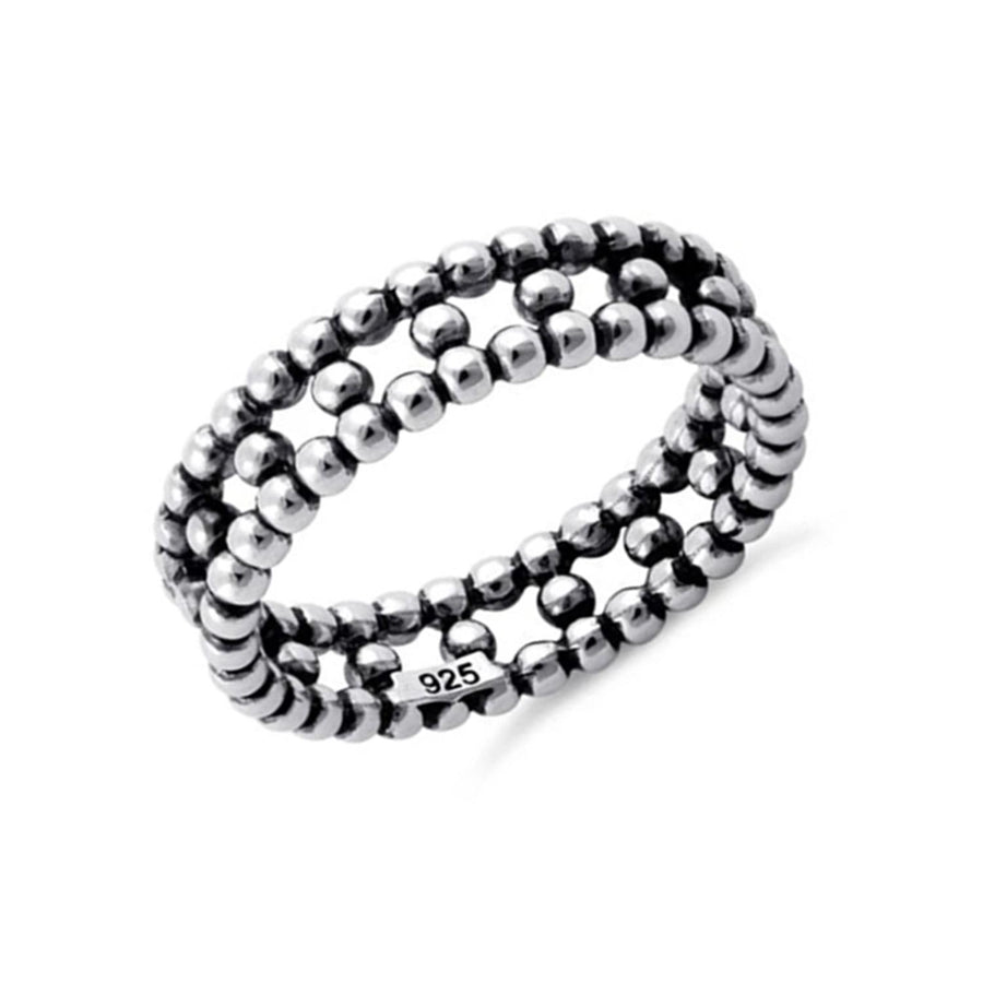 Triple Row Beaded Band Ring – Sterling Silver