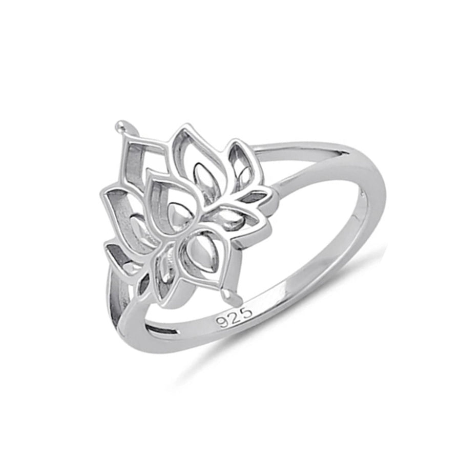 Lotus Flower Openwork Spiritual Ring - Sterling Silver