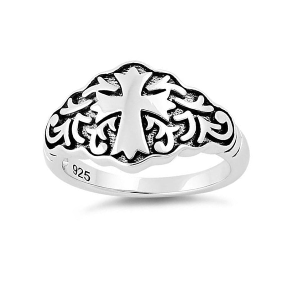 Oxidized Cross Ring -Sterling Silver
