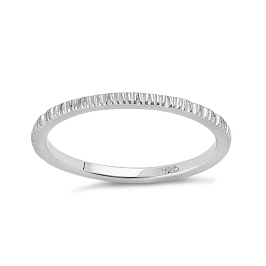 Textured Stackable Band Ring - Sterling Silver