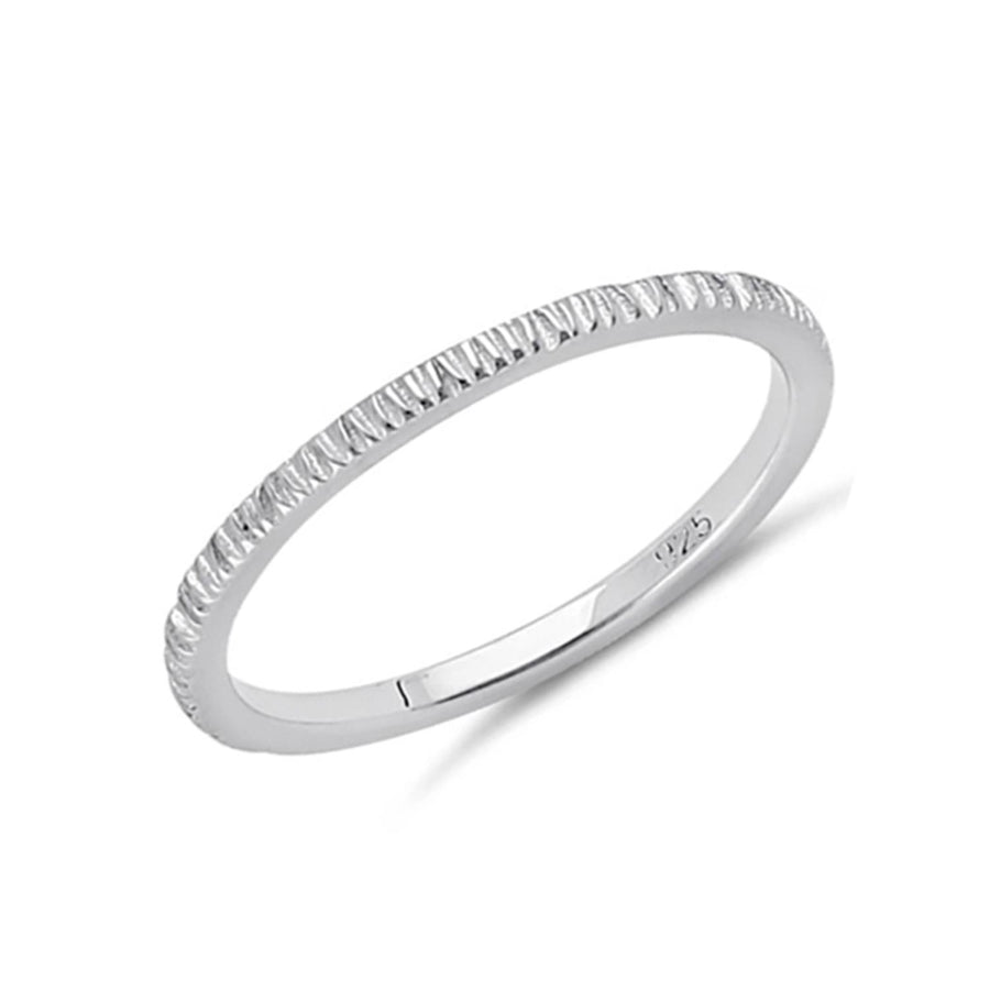Textured Stackable Band Ring - Sterling Silver