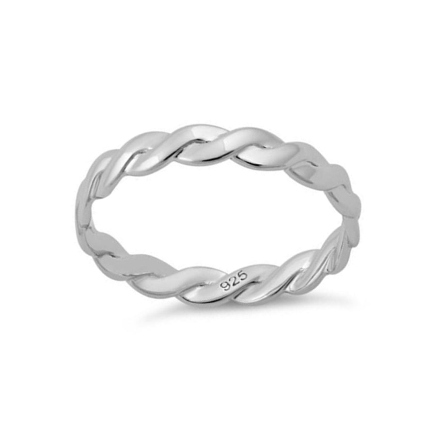 Polished Twisted Rope Design Band Ring-Sterling Silver