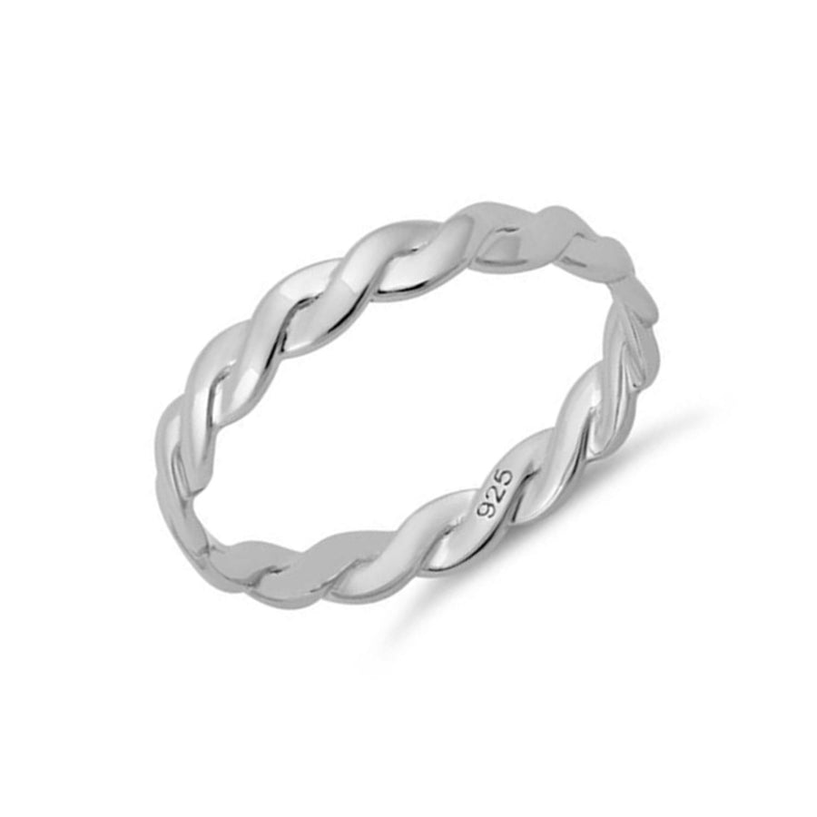 Polished Twisted Rope Design Band Ring-Sterling Silver