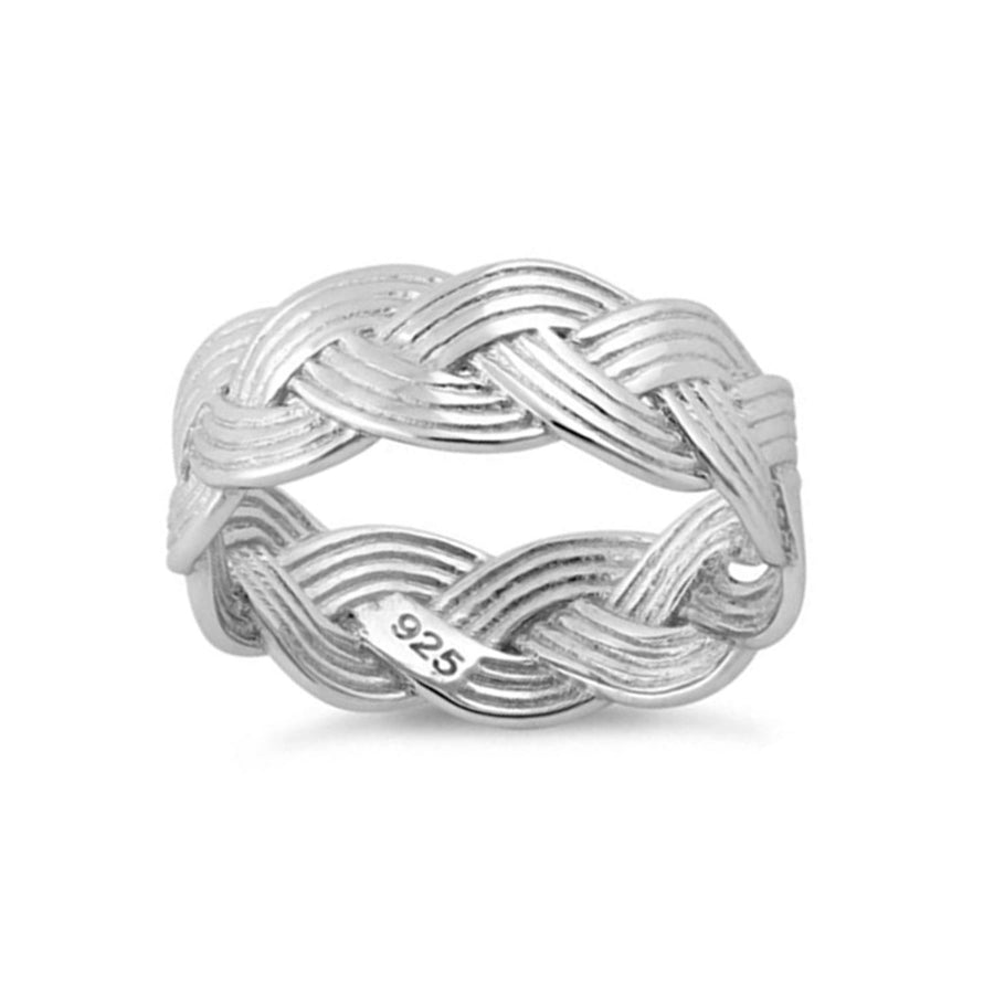 Braided Woven Design Band Ring-Sterling Silver