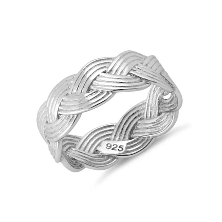 Braided Woven Design Band Ring-Sterling Silver
