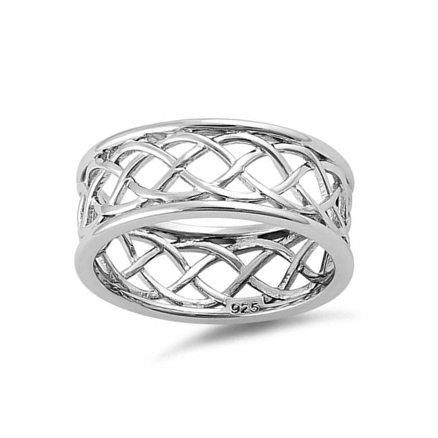 Wide Celtic Weave Openwork Band Ring-Sterling Silver