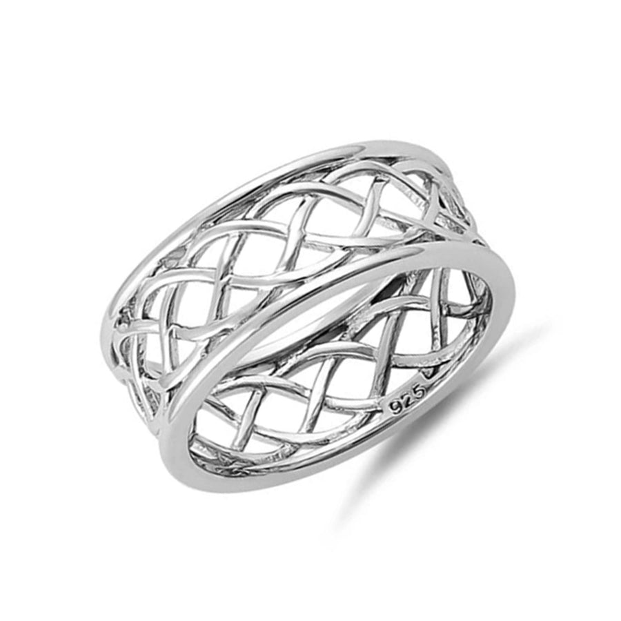 Wide Celtic Weave Openwork Band Ring-Sterling Silver