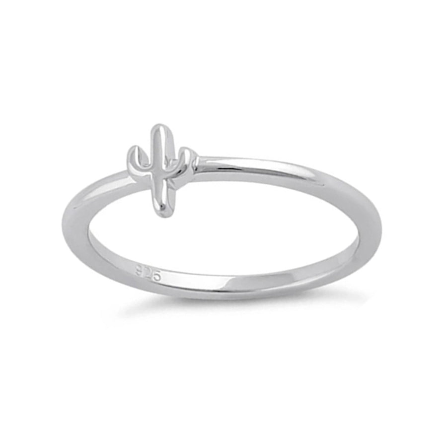 Minimalist Nature-Inspired Cactus Band Ring – Sterling Silver