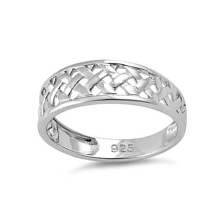 Basket Weave Pattern Band Ring-Sterling Silver