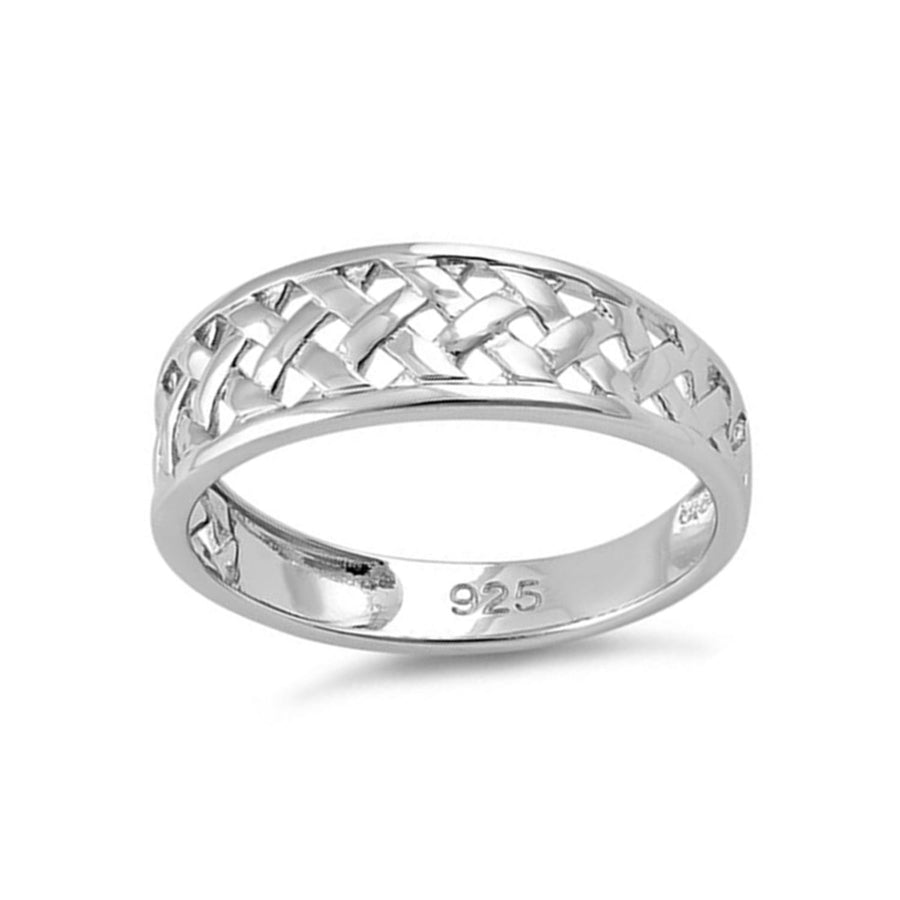 Basket Weave Pattern Band Ring-Sterling Silver