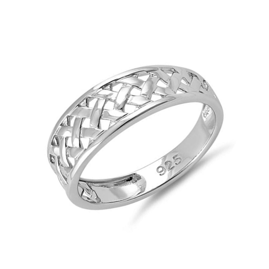 Basket Weave Pattern Band Ring-Sterling Silver