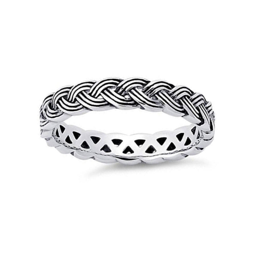 Braided Eternity Band Ring-Sterling Silver