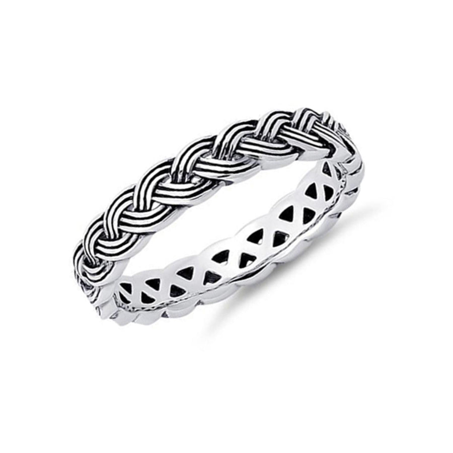 Braided Eternity Band Ring-Sterling Silver