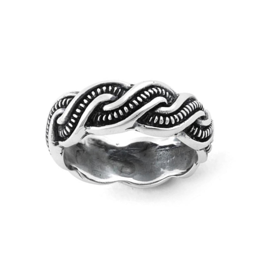 Oxidized Braided Pattern Band Ring-Sterling Silver