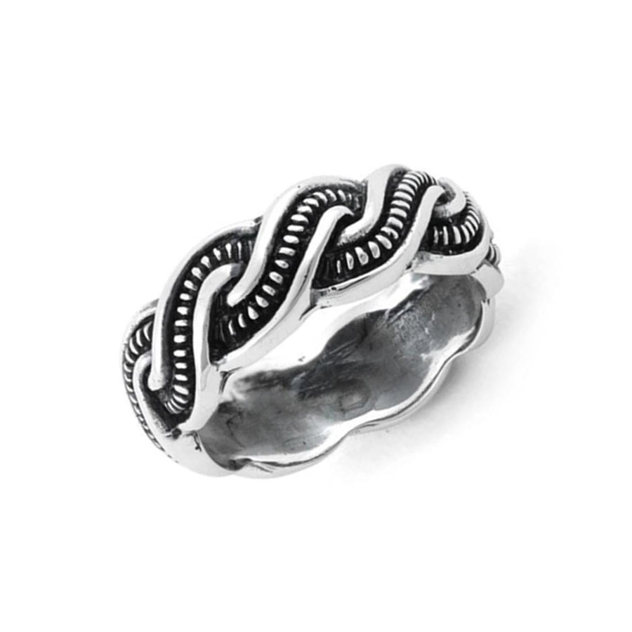 Oxidized Braided Pattern Band Ring-Sterling Silver