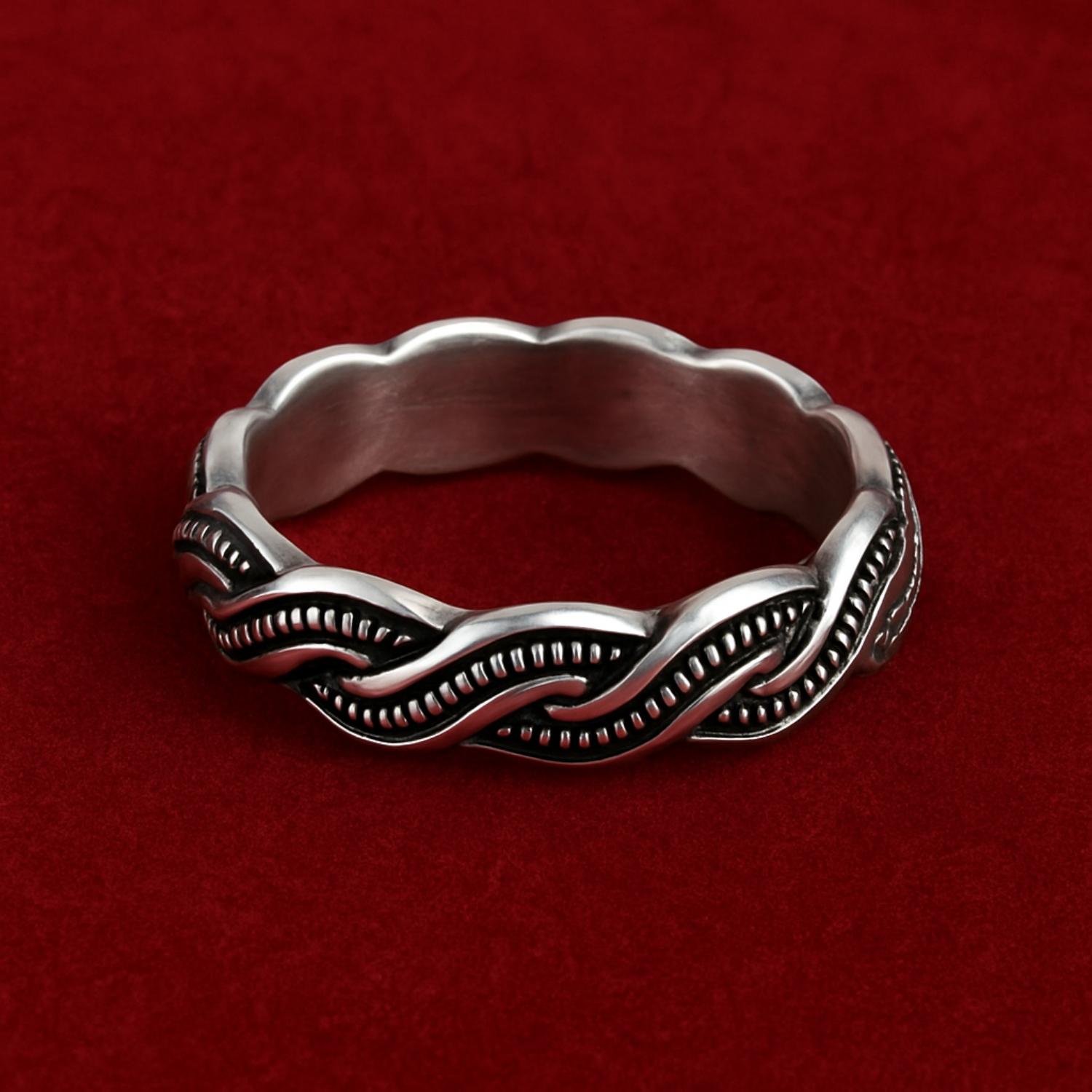 Oxidized Braided Pattern Band Ring-Sterling Silver