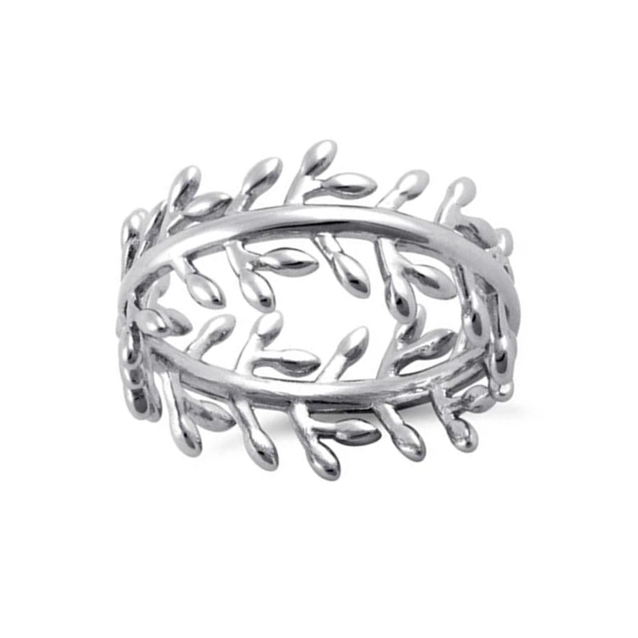 Leaf Vine Openwork Band Ring-Sterling Silver