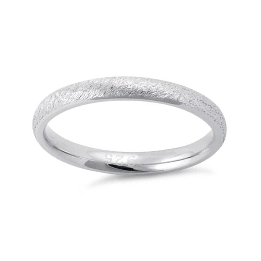 Textured Matte Finish Classic Band Ring-Sterling Silver