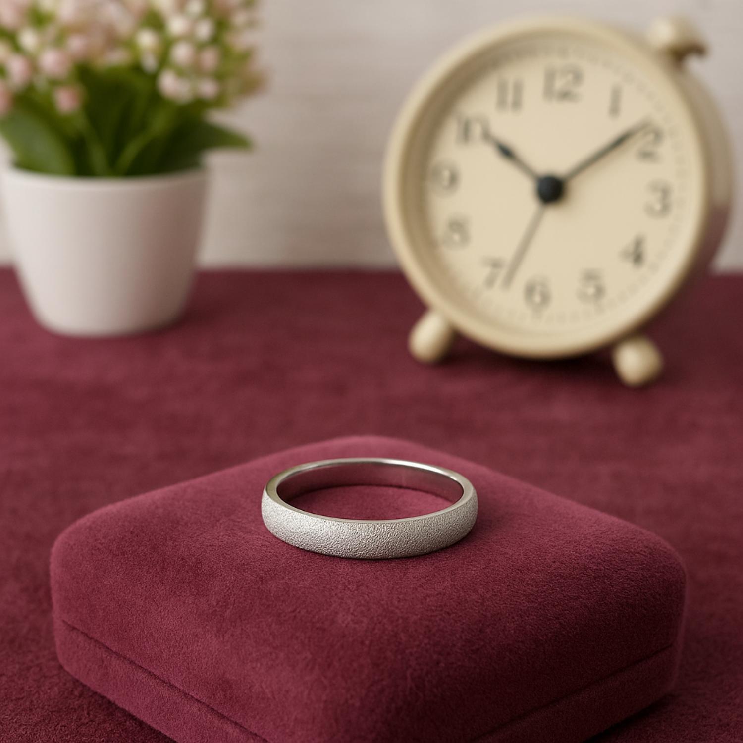 Textured Matte Finish Classic Band Ring-Sterling Silver