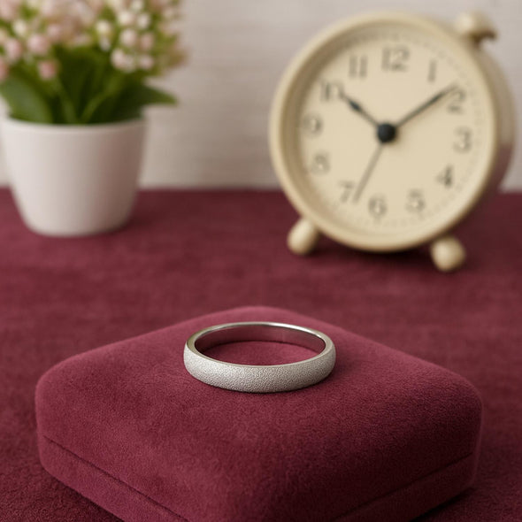 Sandblast Finish Comfort Fit Band Ring - Sterling Silver