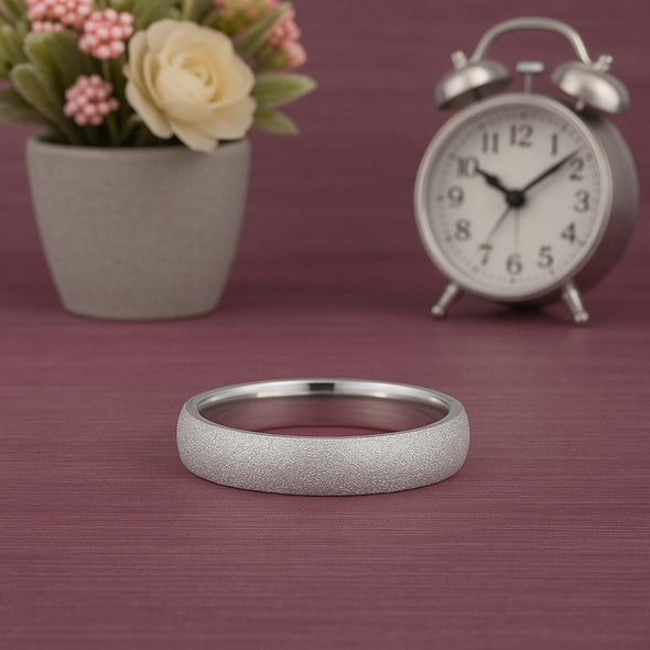 Sandblast Finish Comfort Fit Band Ring - Sterling Silver