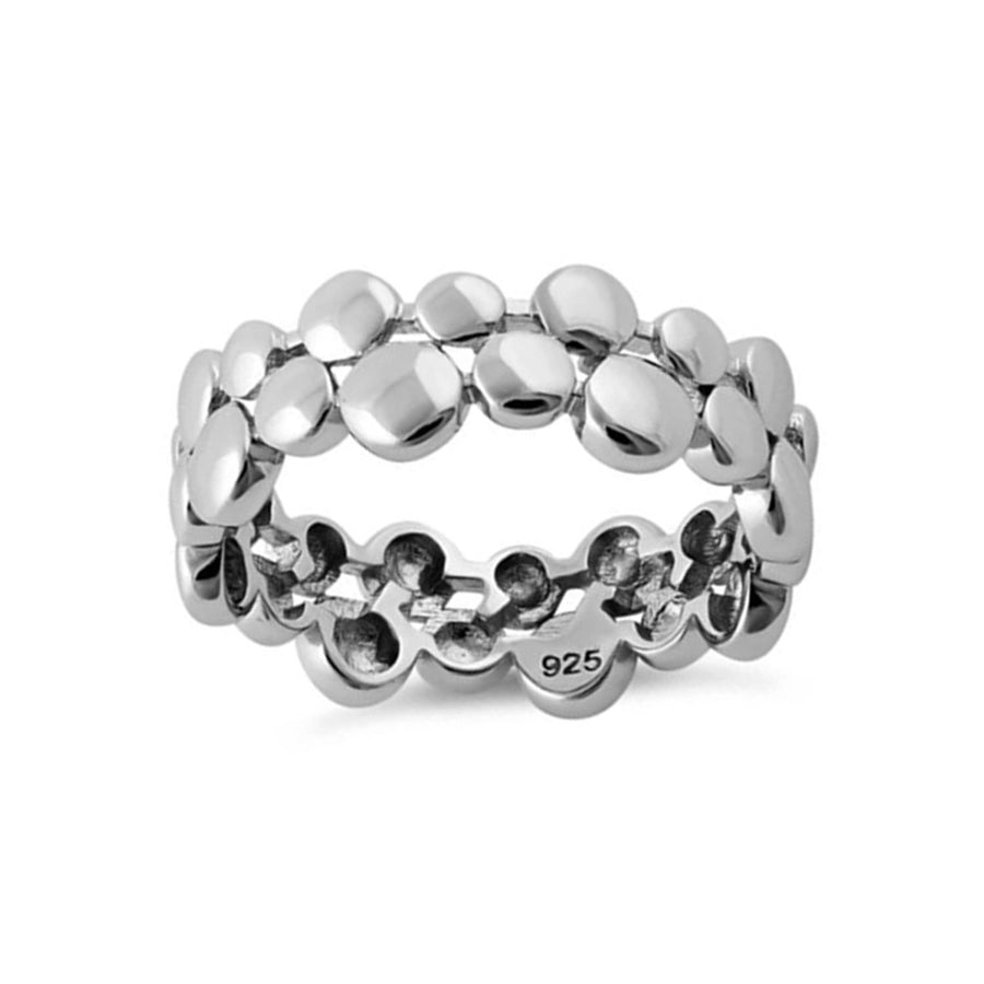 Double Row Petal Design Band Ring - Sterling Silver