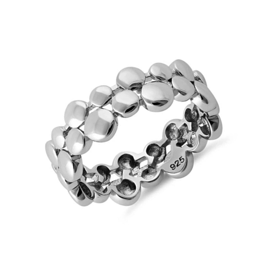 Double Row Petal Design Band Ring - Sterling Silver