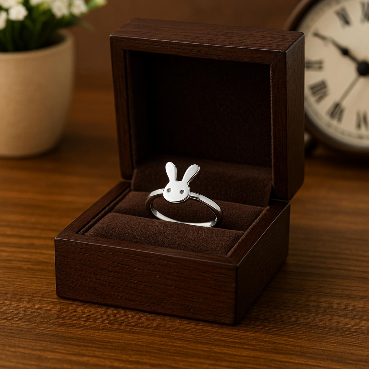 Cute Bunny Face Women’s Ring – Sterling Silver