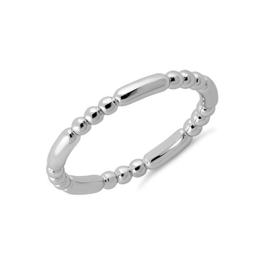 Textured Modern Elongated Bead Band Ring - Sterling Silver