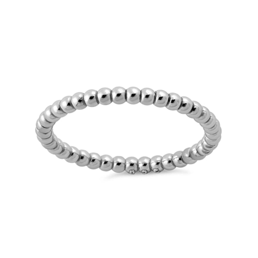 Classic Beaded Stackable Ring - Sterling Silver