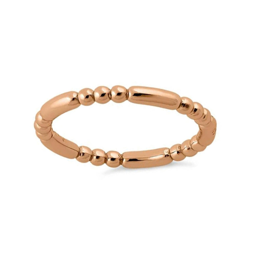 Minimalist Stackable Band Beaded Ring - Sterling Silver Rose Plated