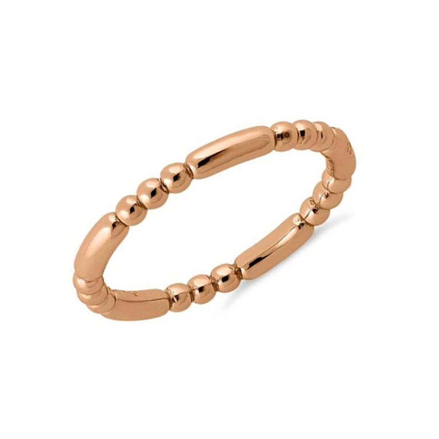 Minimalist Stackable Band Beaded Ring - Sterling Silver Rose Plated
