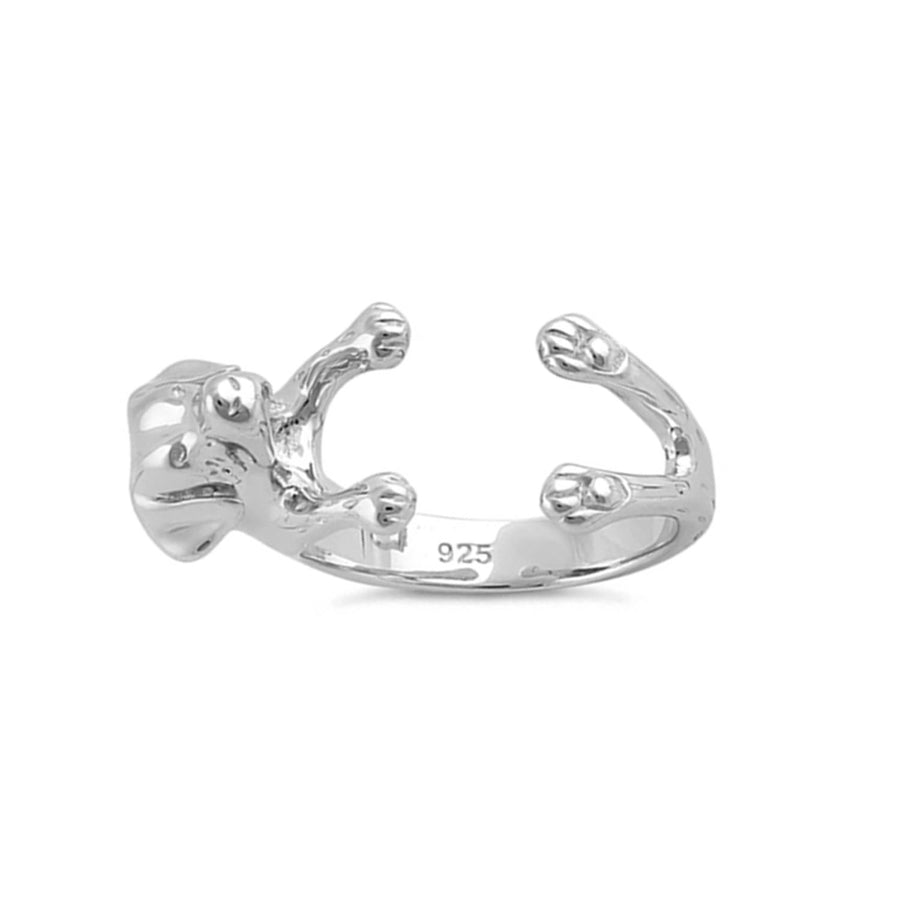 Dog Hug Open Wrap Ring - Sterling Silver