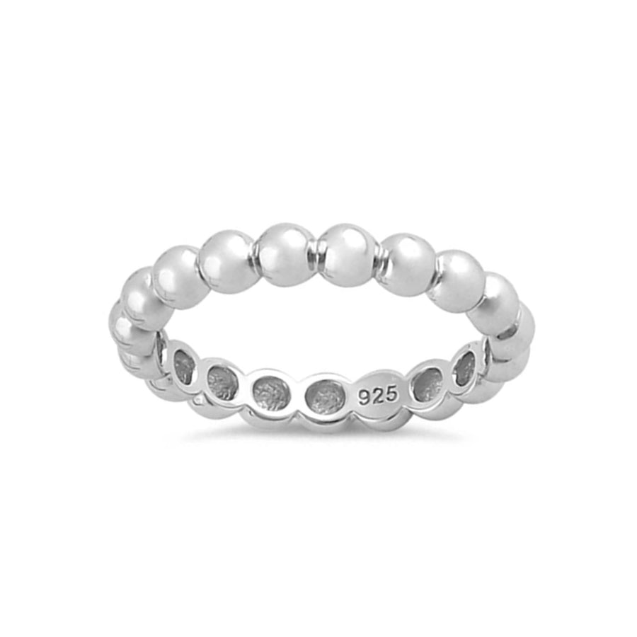Beaded Design Eternity Band Ring - Sterling Silver