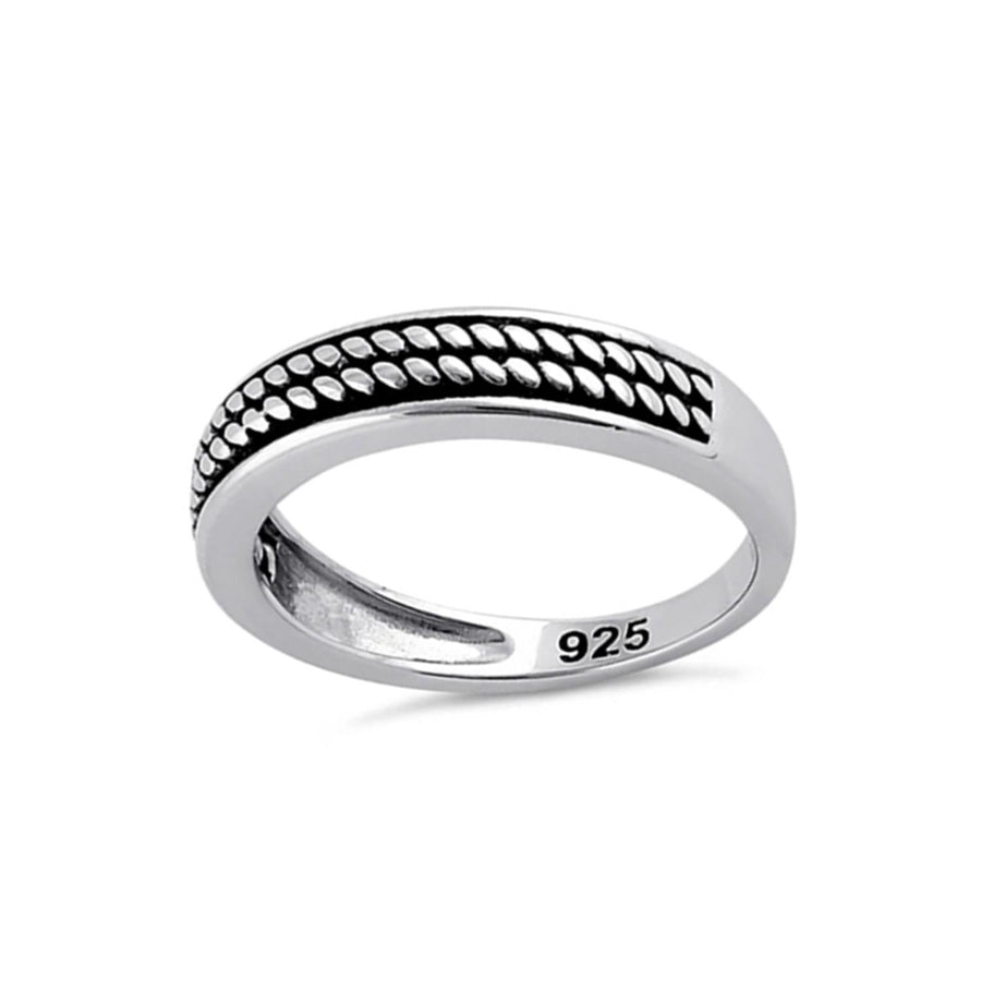 Oxidized Dot Pattern Band Ring - Sterling Silver