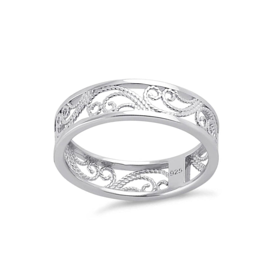 Filigree Scroll Band Ring - Sterling Silver